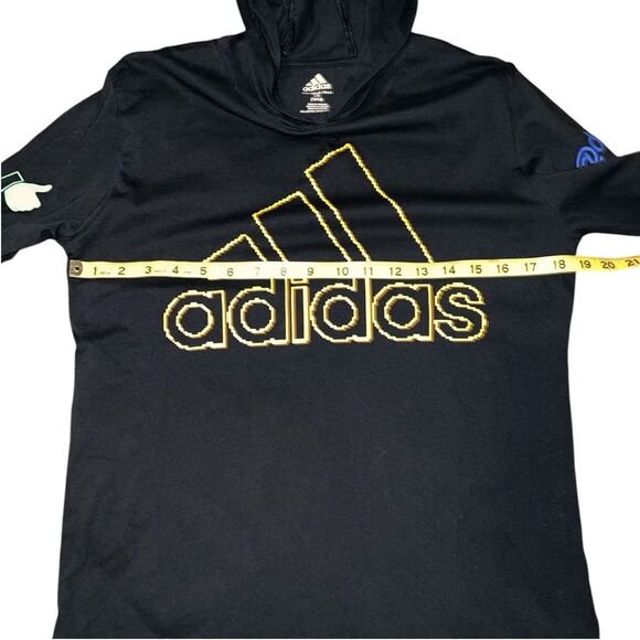Adidas Hooded Black Long Sleeve T-Shirt Youth Large 14-16 Connected Sports - Picture 6 of 9